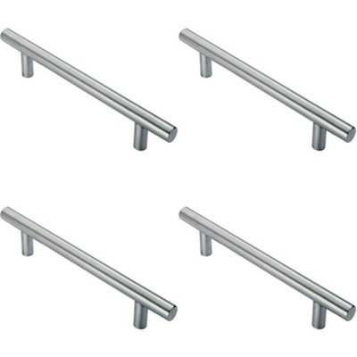 4x 25mm Straight T Bar Pull Handle 300mm Fixing Centres Satin Stainless