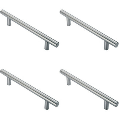 4x 25mm Straight T Bar Pull Handle 300mm Fixing Centres Satin Stainless ...