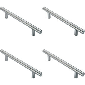 4x 25mm Straight T Bar Pull Handle 300mm Fixing Centres Satin Stainless Steel