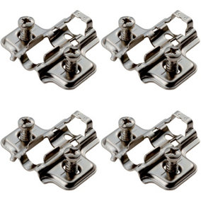 4x 2mm Mounting Plate for Soft Close Hinges with Euro Screw Bright Zinc Plated
