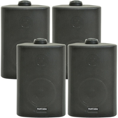 4x 3 60W Black Outdoor Rated Garden Wall Speakers Wall Mounted HiFi 8Ohm & 100V