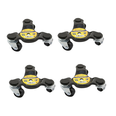 4x 3 Wheel Triangle Furniture Moving Dolly Heavy Duty Castor Trolley 60kg Capacity