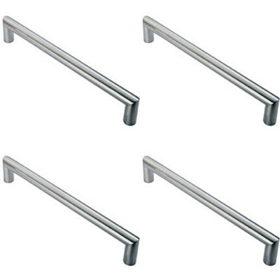 4x 30mm Mitred Pull Door Handle 450mm Fixing Centres Satin Stainless Steel