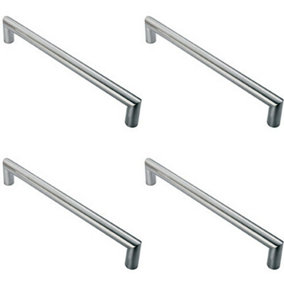 4x 30mm Mitred Pull Door Handle 450mm Fixing Centres Satin Stainless Steel