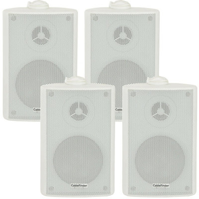 4x 4 70W White Outdoor Rated Garden Wall Speakers Wall Mounted HiFi 8Ohm & 100V