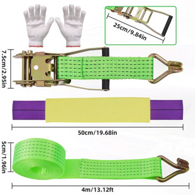 4x 4m Heavy-Duty Ratchet Wheel Straps - 2000kg Lashing Capacity