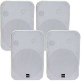 4x 6.5" 200W Moisture Resistant Stereo Loud Speakers 8Ohm White Wall Mounted
