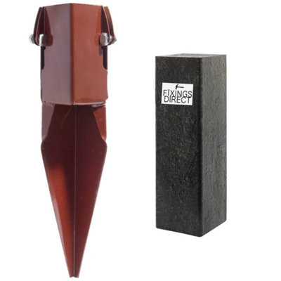 4x 75mm (3") Industrial Fence Post Repair Spike Support (Includes Free Driving Tool) 300mm