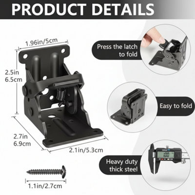 4x 90 Degree Folding Table and Chair Self Locking Hinges