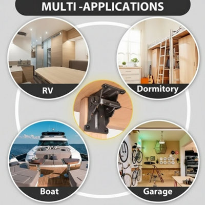 4x 90 Degree Folding Table and Chair Self Locking Hinges