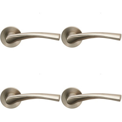 4x AIR Twisted Angular Design Lever on Slim Round Rose Concealed Fix ...