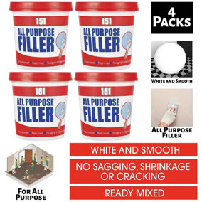 4X ALL PURPOSE FILLER White 600g Smooth Ready Mixed Interior Exterior Use Wood Wall