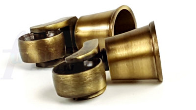 4x ANTIQUE BRASS CASTOR & CUP REPLACMENT 32mm ANTIQUE BRASS CASTORS FIX WITH SCREW OR BOLT NOT SUPPLIED
