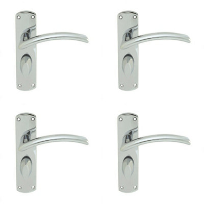 4x Arched Lever on Bathroom Backplate Door Handle 170 x 42mm Polished Chrome