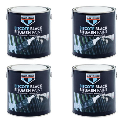4x Bartoline Bitcote Black Bitumen Paint Anti-Rust Waterproofing ...