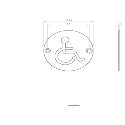 4x Bathroom Door Disabled Symbol Sign 64mm Fixing Centres 76mm Dia Steel