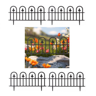 4x Black Scallop Border Edging Fence Interconnecting Flexible Plastic Fencing 60cm