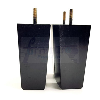 4x Block Wood Sofa Feet 135mm High Replacement Furniture Legs M8(8mm) Thread: Black