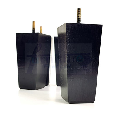 4x Block Wood Sofa Feet 135mm High Replacement Furniture Legs M8(8mm) Thread: Black