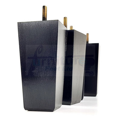4x Block Wood Sofa Feet 135mm High Replacement Furniture Legs M8(8mm) Thread: Black