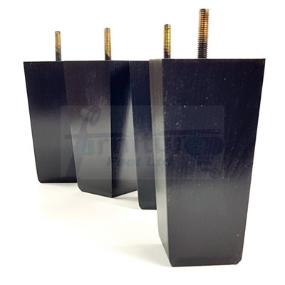 4x Block Wood Sofa Feet 135mm High Replacement Furniture Legs M8(8mm) Thread: Black