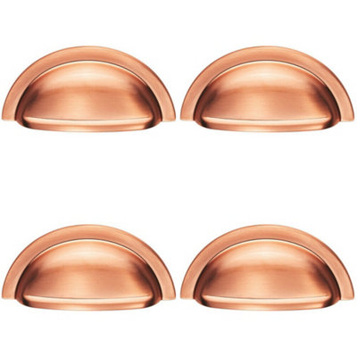 4x Cabinet Cup Pull Handle 91 x 45mm 76mm Fixing Centres Satin Copper