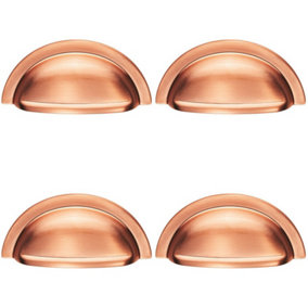 4x Cabinet Cup Pull Handle 91 x 45mm 76mm Fixing Centres Satin Copper