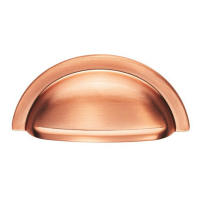 4x Cabinet Cup Pull Handle 91 x 45mm 76mm Fixing Centres Satin Copper
