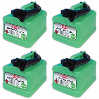 4x CarPlan Petrol Can Tetra Green Unleaded With Flexible Spout 5L 5 Litres