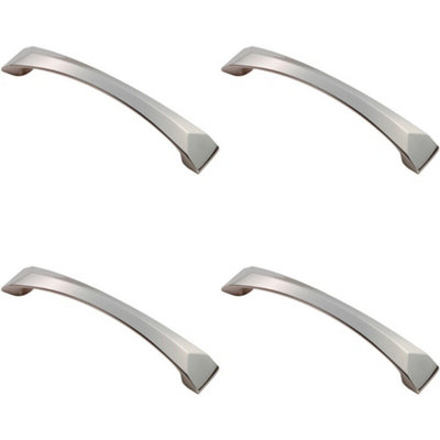 4x Chiselled Cabinet Pull Handle 128mm Fixing Centres 145 x 25mm Satin Nickel