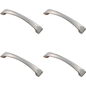 4x Chiselled Cabinet Pull Handle 128mm Fixing Centres 145 x 25mm Satin Nickel
