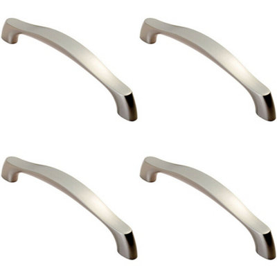 4x Chunky Arched Grip Pull Handle 156 x 15mm 128mm Fixing Centres Satin Nickel