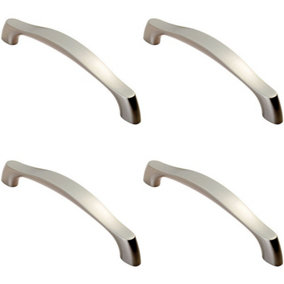 4x Chunky Arched Grip Pull Handle 156 x 15mm 128mm Fixing Centres Satin Nickel