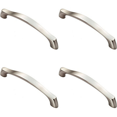 4x Chunky Arched Grip Pull Handle 194 x 17mm 160mm Fixing Centres Satin Nickel