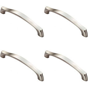 4x Chunky Arched Grip Pull Handle 194 x 17mm 160mm Fixing Centres Satin Nickel