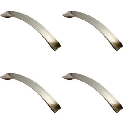 4x Concave Bow Cabinet Pull Handle 198 x 23mm 160mm Fixing Centres Satin Nickel