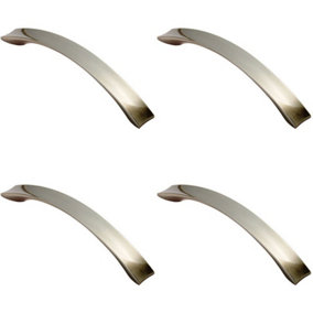 4x Concave Bow Cabinet Pull Handle 198 x 23mm 160mm Fixing Centres Satin Nickel