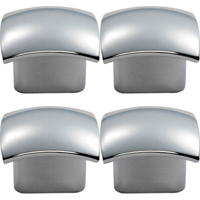 4x Convex Face Cupboard Door Knob 33 x 30.5mm Polished Chrome Cabinet Handle