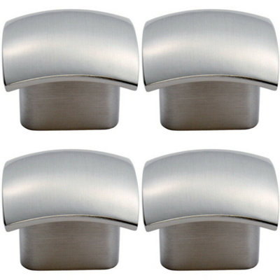 4x Convex Face Cupboard Door Knob 33 x 30.5mm Satin Nickel Cabinet Handle