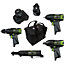 4x Cordless Power Tool Bundle & 2x Batteries - Hammer Drill Impact Driver Wrench
