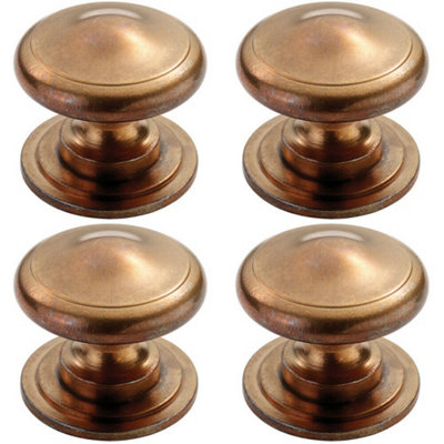 4x Cottage Cupboard Door Knob 38mm Diameter Solid Bronze Cabinet Handle