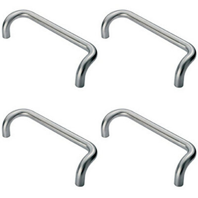 4x Cranked Pull Handle 325 x 25mm 300mm Fixing Centres Satin Stainless Steel