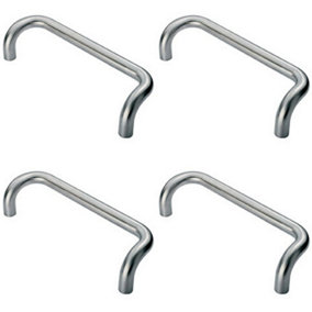 4x Cranked Pull Handle 325 x 25mm 300mm Fixing Centres Satin Stainless Steel