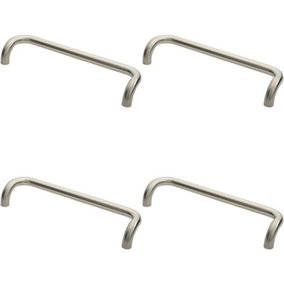 4x Cranked Pull Handle 480 x 30mm 450m Fixing Centres Satin Stainless Steel