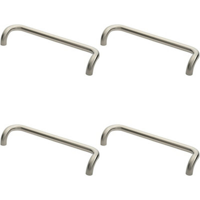 4x Cranked Pull Handle 480 x 30mm 450mm Fixing Centres Satin Stainless Steel