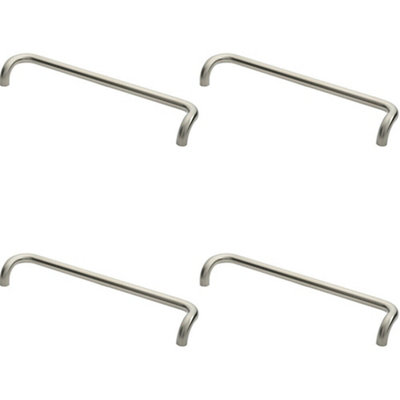 4x Cranked Pull Handle 630 x 30mm 600mm Fixing Centres Satin Stainless Steel