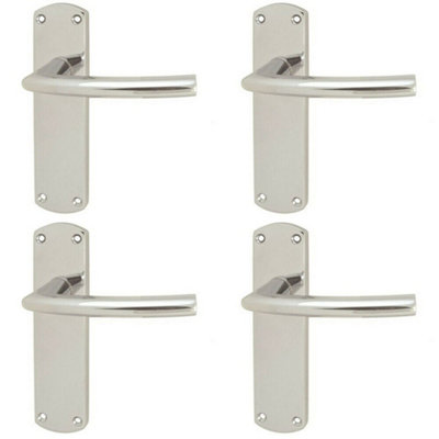 4x Curved Bar Lever on Latch Backplate Door Handle 170 x 42mm Polished Chrome Price Comparisons | Compare The Build