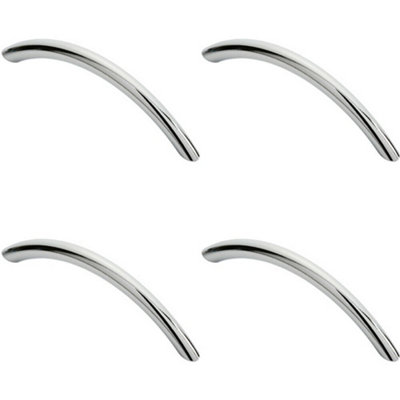 4x Curved Bow Cabinet Pull Handle 119 x 10mm 96mm Fixing Centres Chrome