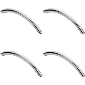 4x Curved Bow Cabinet Pull Handle 119 x 10mm 96mm Fixing Centres Chrome