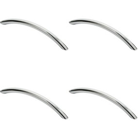 4x Curved Bow Cabinet Pull Handle 153 x 10mm 128mm Fixing Centres Chrome